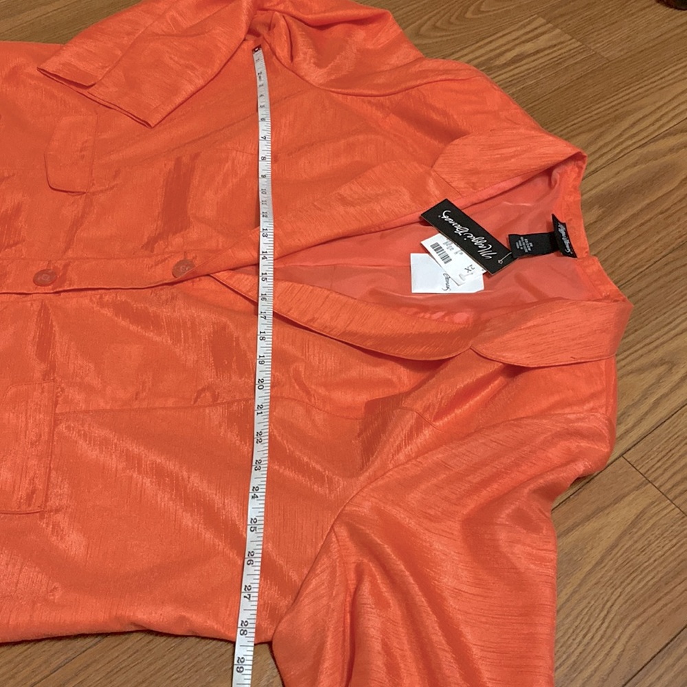 Maggie Barnes women’s plus blazer / jacket orange shine bright fabric size 2X - Picture 7 of 13